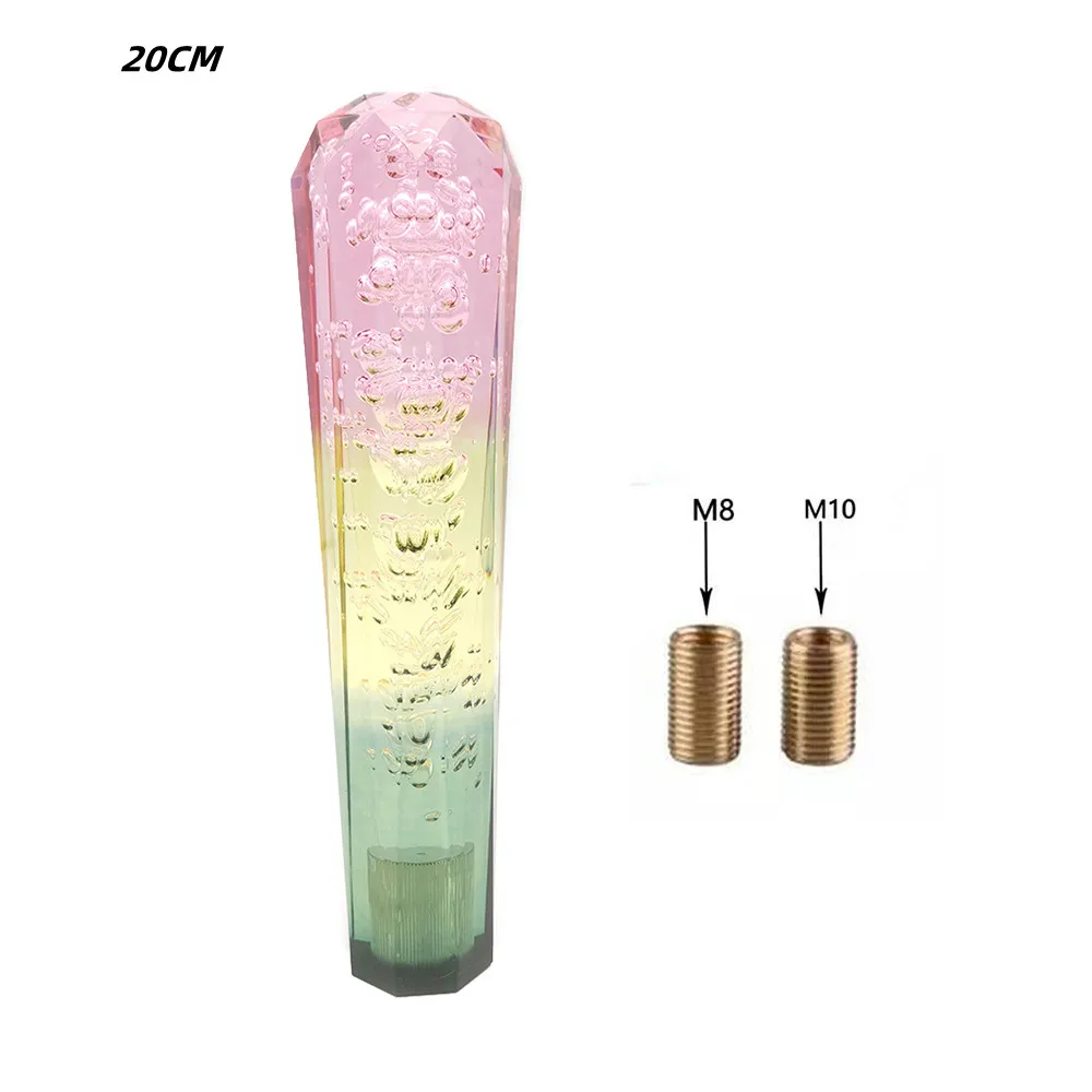 

High Quality 20CM Universal Car Pink Yellow Green Crystal Manual Gear Shift Knob Stick Transmission Gearstick Lever Shifter Kno