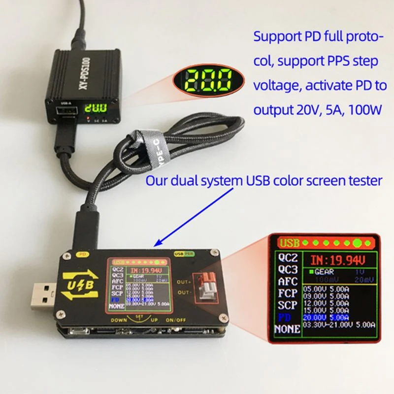 XY-PDS100 QC4.0 QC3.0 Type-C 5A 100W DC12-28V Понижающее быстрое зарядное устройство для мобильного
