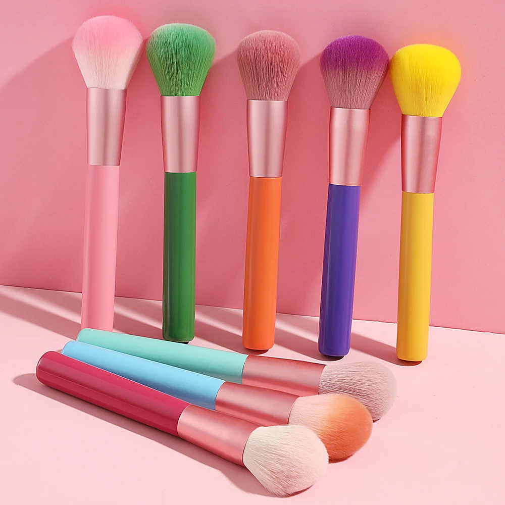 

Single Candy Color High Quality Synthetic Hair Blush Loose Powder Brush Makeup Brush Large Loose Powder Makeup Brush Beauty Tool