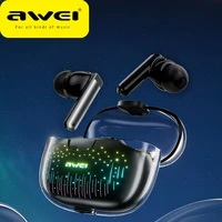 awei t52pro bluetooth 5 3 headphones wireless earbuds colorful breathing light headset in ear tws gaming earphone dns headset