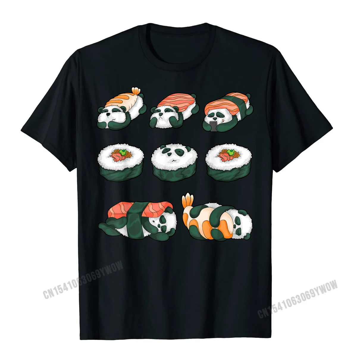 

Panda Sushi Hug Shirt Cute Animal Maki Lover Funny Food Men Cotton Mens Tops Shirts Street Top T-Shirts Fitness Tight Latest