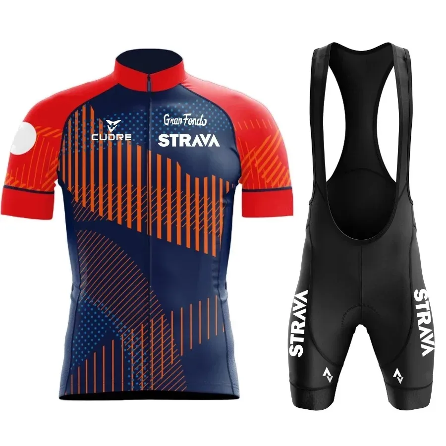 2024 Strava Men's Cycling Shirt Set Summer Breathable Absorb Quick Drying MTB Uniform Wear
