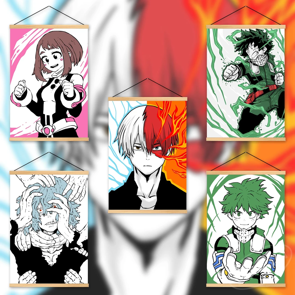 

Холст модульный мой герой Академия деревянные подвесные Todoroki Shoto печать живопись Декор для дома Аниме фигурки плакаты настенные художестве...