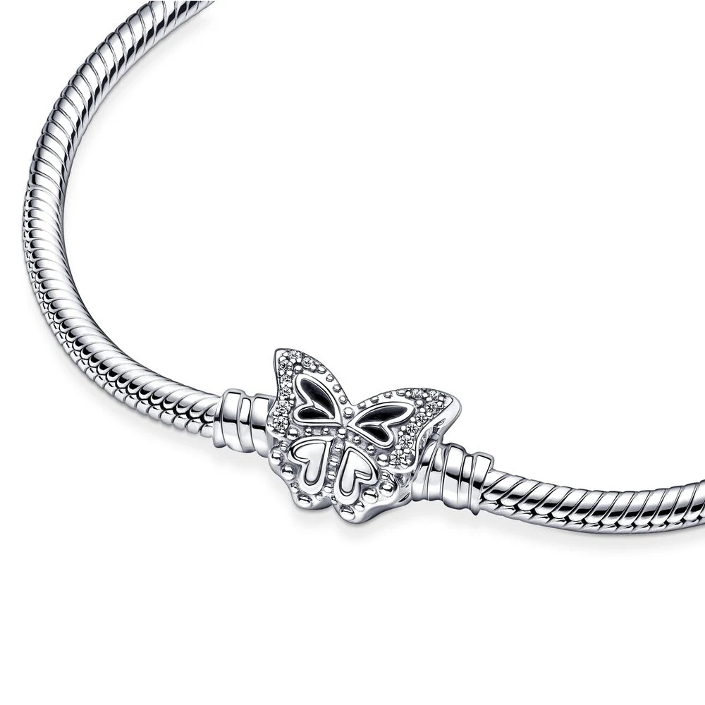 Pandora 925 Silver Moments Butterfly Fermoir Salle JOBracelet Fit for Original Charm, DIY Jewelry for Women, Birthday Gifts