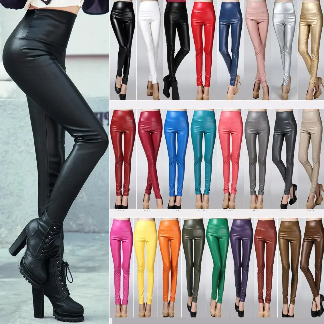 

2022 Available Winter Autumn New Arrival Leather Leggings PU High Waist Woman Quality Femme soft warm trousers Free Shipping