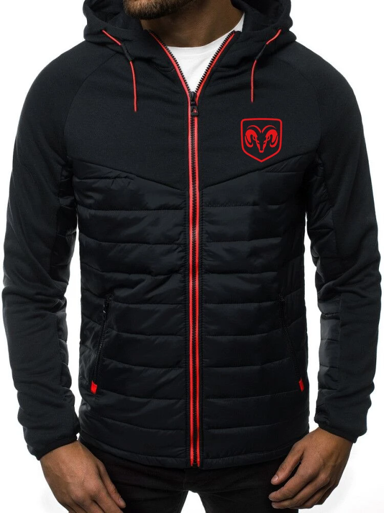 

2023 Winter Men Thicken Down Put Together Coats Dodge Brands Logo Print Hoodie Jacket Customizable Logo Men Down Jacket Handsome