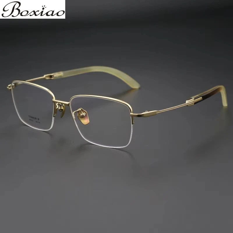 Очки для близорукости True Buffalo Horn в полуоправе мужские высококачественные очки из