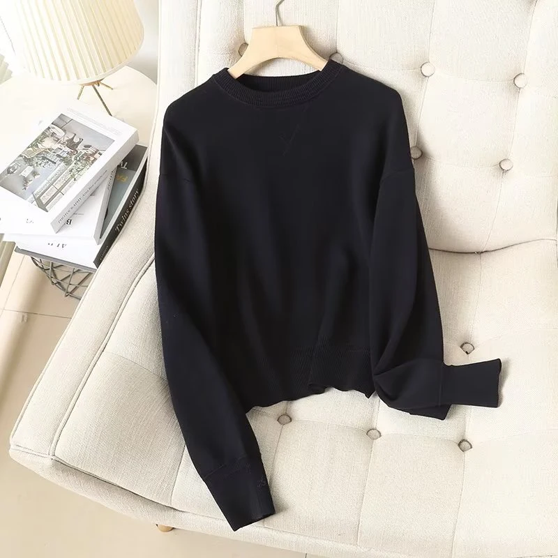 

YENKYE Autumn Winter Women Sweater Long Sleeve O Neck Wool And Cashmere Black Pullover Tops