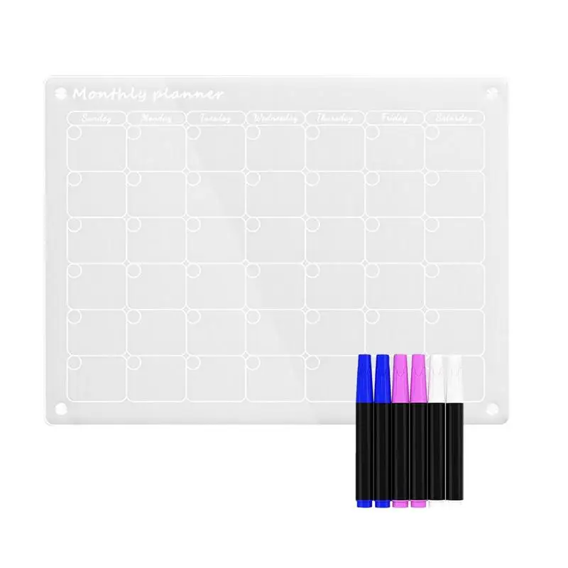 

Сухой стираемый календарь, прозрачный магнитный календарь для холодильника, магнитный календарь, планировщик, многоразовый ежемесячный календарь, список дел