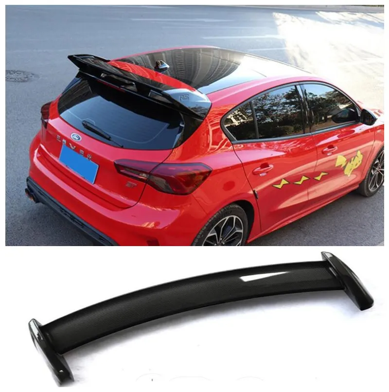 

High Quality ABS Black & ABS Carbon Rear Trunk Lip Roof Spoiler Wing Fits For Ford Focus Hatchback ST-LINE 2019-2022