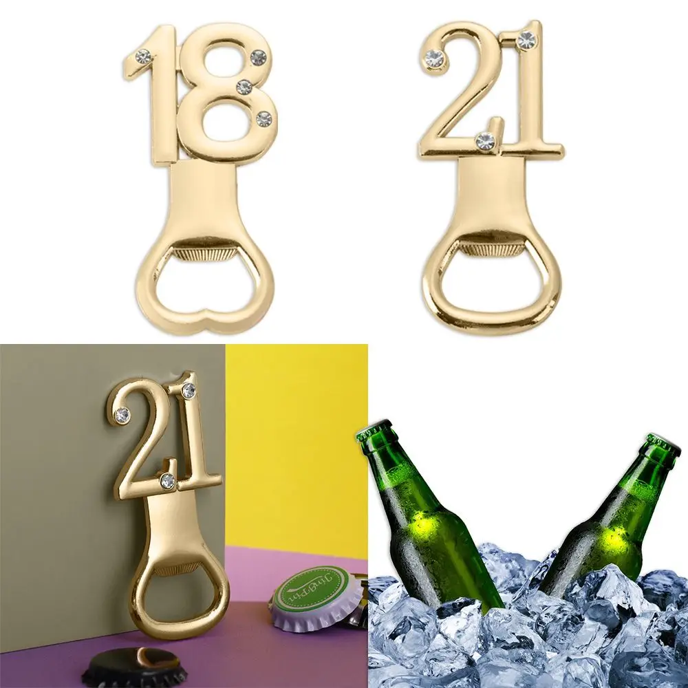 

18 21 30 40 50 Shape Rhinestone Bottle Openers Number Shape Beer Opener Age Birthday Anniversary Souvenir Guest Return Gifts