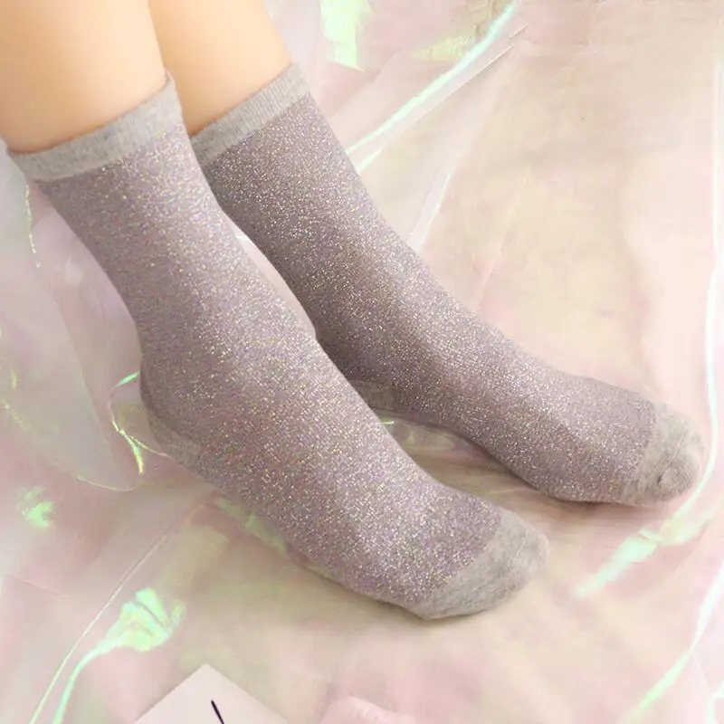 3 pairs high quality women fashion filigree socks Sexy women spring autumn glitter socks Candy-colored Korean style women socks