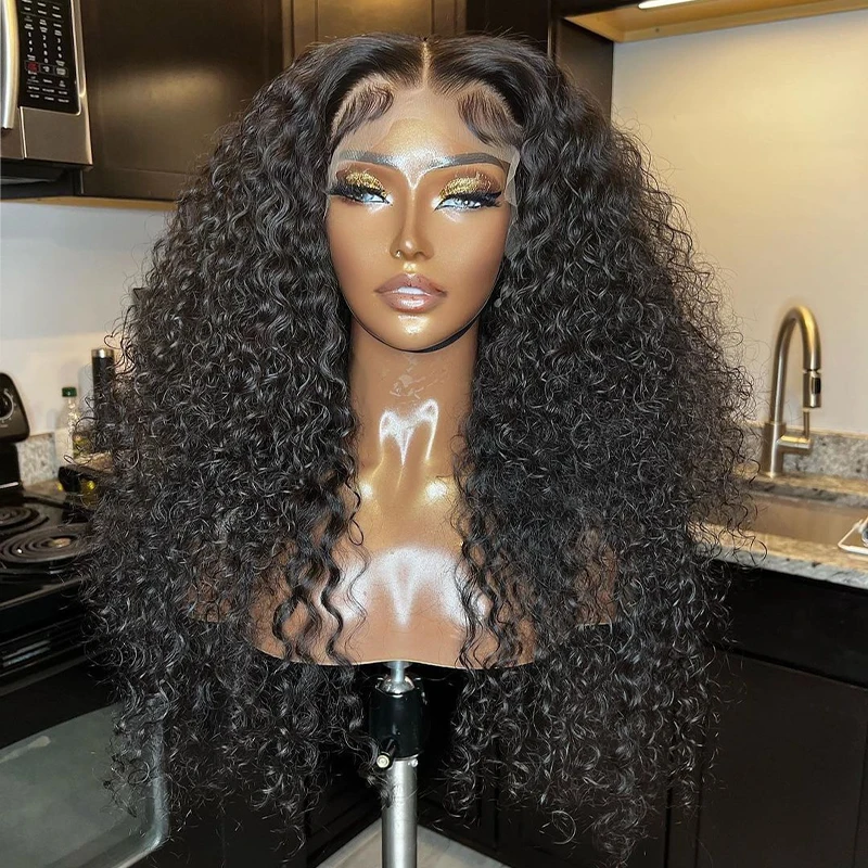 

200 Density Synthetic Hair Kinky Curly HD Lace Front Wigs For Women High Ponytail Synthetic Lace Front Wig Pre Plucked Hairline
