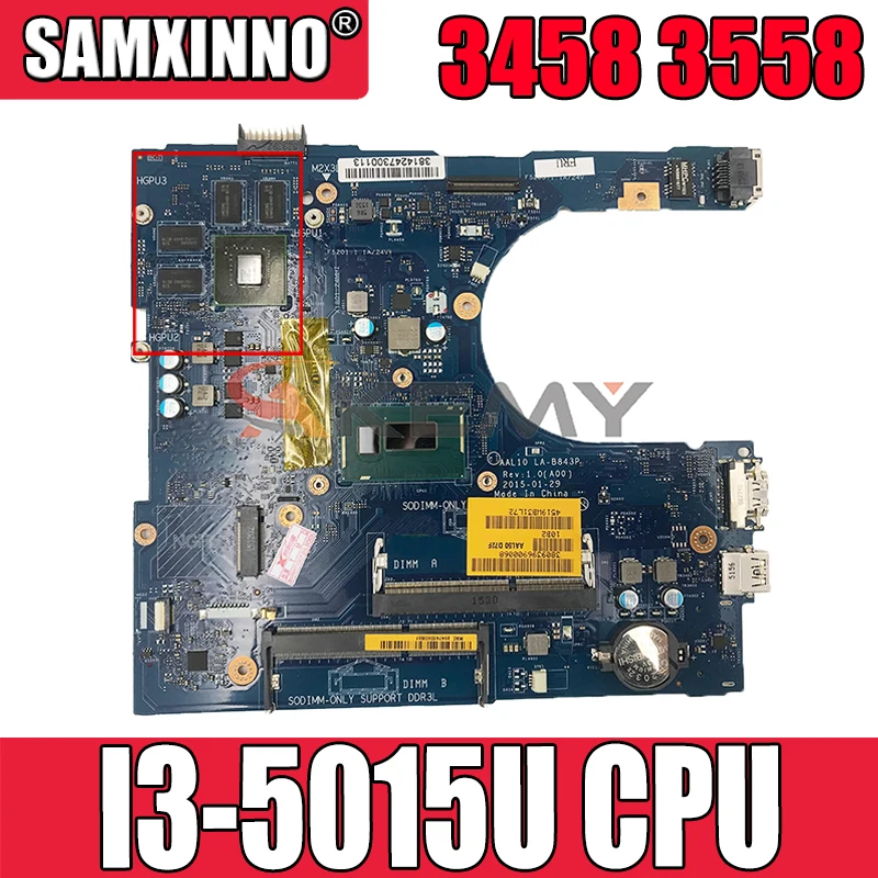 

Akemy I3-5015U FOR Dell VOSTRO 3458 3558 Laptop Motherboard AAL10 LA-B843P VGA port CN-0PX78Y PX78Y Mainboard 100% tested