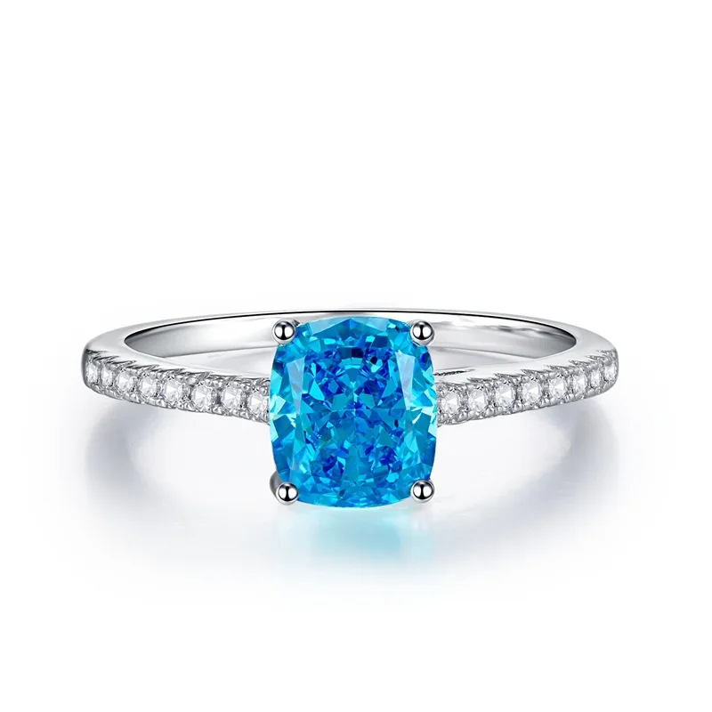 

Женское кольцо из высокоуглеродистого бриллианта с измельченным синим камнем Весна 2023, Женские Ювелирные изделия S925, подарок на свадьбу, вечеринку, день рождения, ювелирные изделия