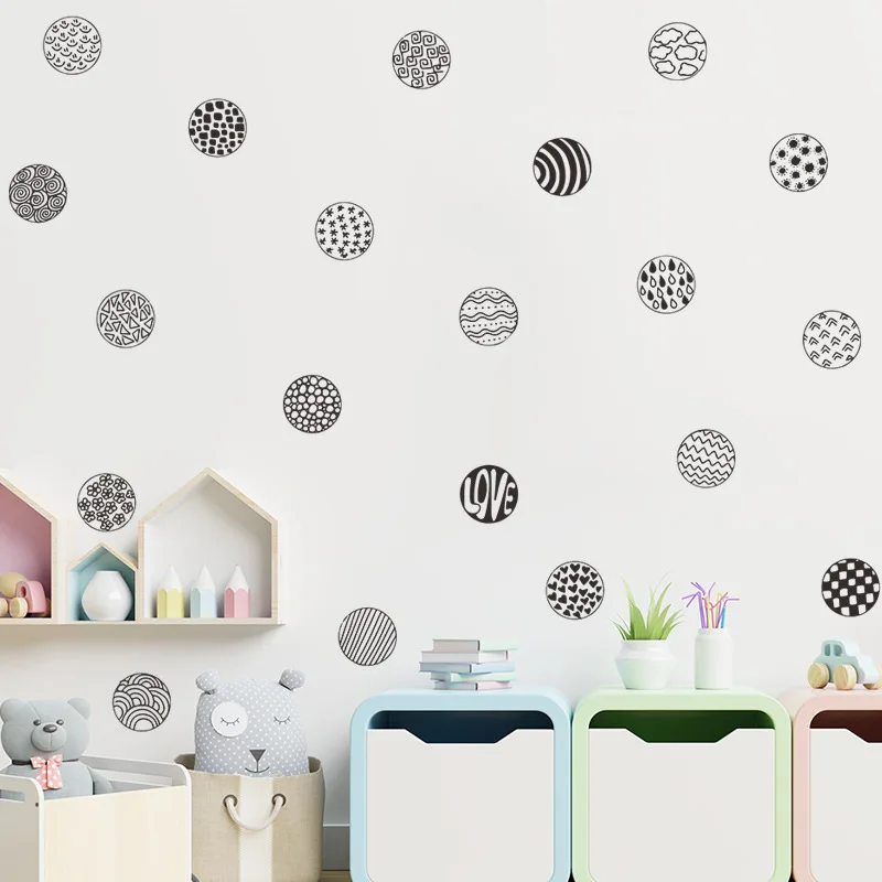 

Black stick figure checkerboard LOVE children's room kindergarten home wall decoration wall paste wall decorations living room