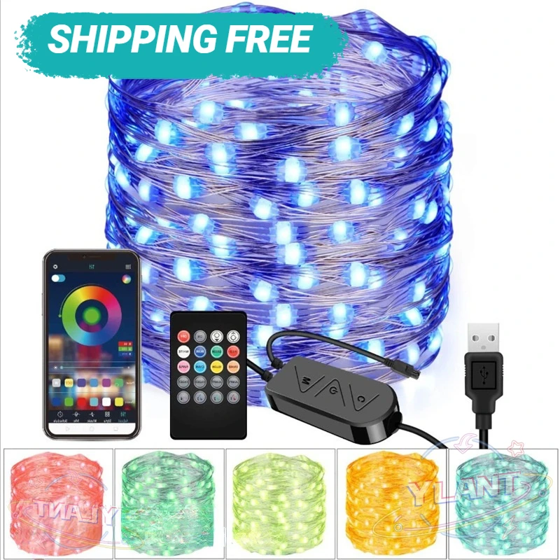 

DC5V USB SK6812 LED String Christmas Lights For Bedroom WS2812B RGB Led Light Bluetooth Music Full Color Addressable Individuall
