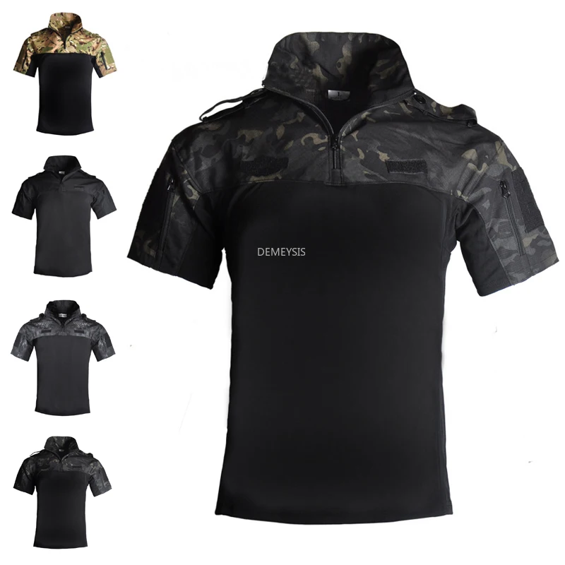 

Футболка Мужская/Женская армейская с коротким рукавом, воздухопроницаемая тренировочная тактическая рубашка в стиле милитари для страйкбола/пейнтбола, лето