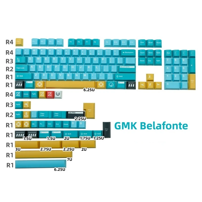 

142 Keys/set GMK Belafonte Keycaps PBT Dye Subbed Key Caps Cherry Profile Keycap For 61 64 68 84 87 96 980 Layout Keyboards