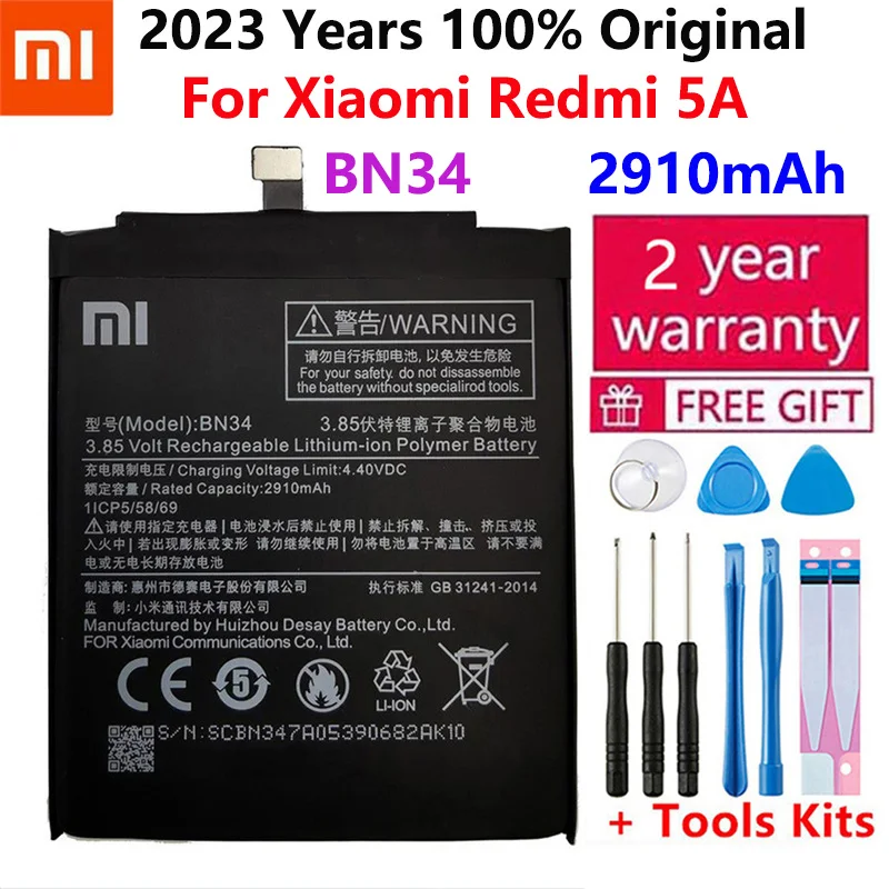 Xiao Mi Оригинальный аккумулятор для телефона BN34 Xiaomi Redmi 5A 5 0 "Запасная батарея 3000