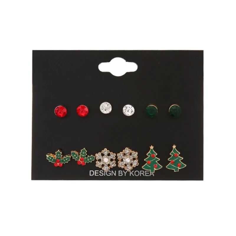 

6 Pairs Women Xmas Earrings Balls Snowflakes Christmas Tree Ear Studs Festive Jewelry Gifts for Kids Teens