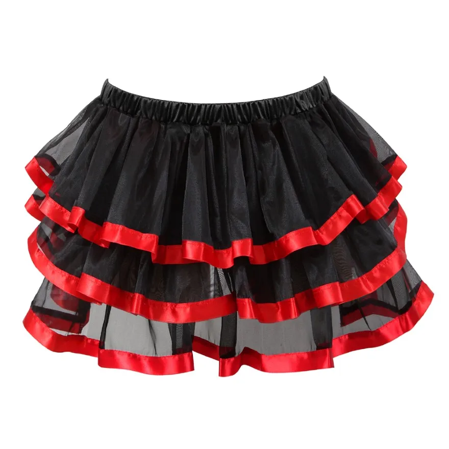 Women Multilayer Sexy Striped Mini Pleated Skirt Showgirl Party Mesh Tulle Dance Tutu Skirts Match Corset Skirt Plus Size S-6XL