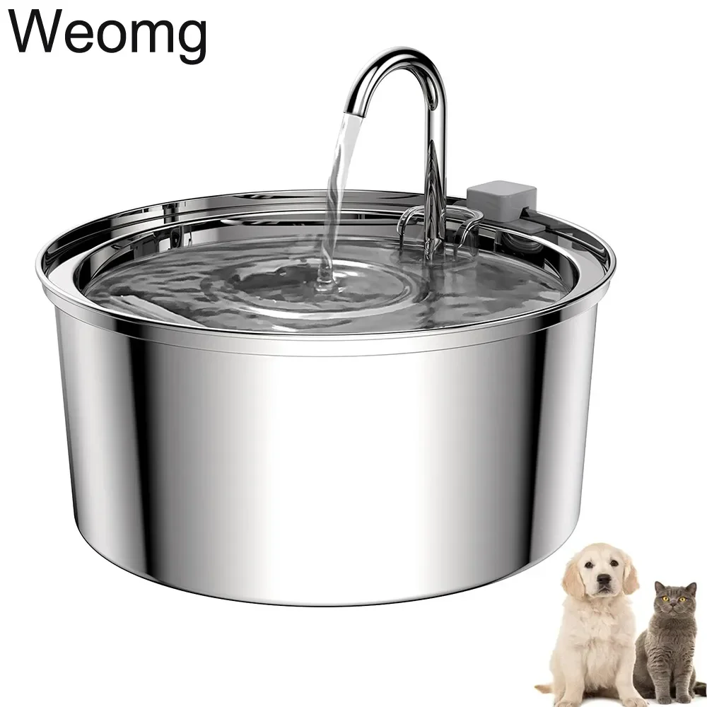 

Automatic Cat Water Fountain With Faucet Dog Water Dispenser Transparent Filter Drinker Pet Stainless Steel Drinking Feeder
