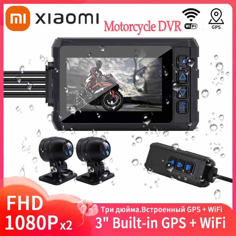 

Видеорегистратор для мотоцикла XIAOMI, Wi-Fi, Full HD, 1080P + 1080P