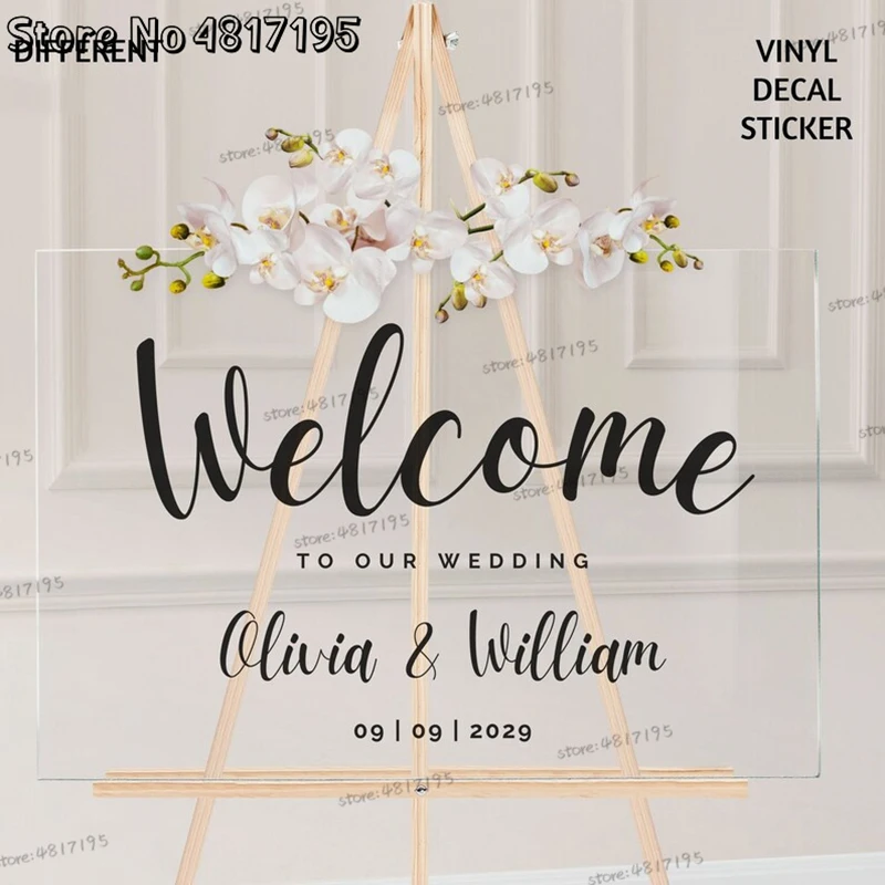 

Виниловые наклейки с надписью Приветствия на заказ, наклейки на свадьбу, французские персонализированные наклейки с именем и датой