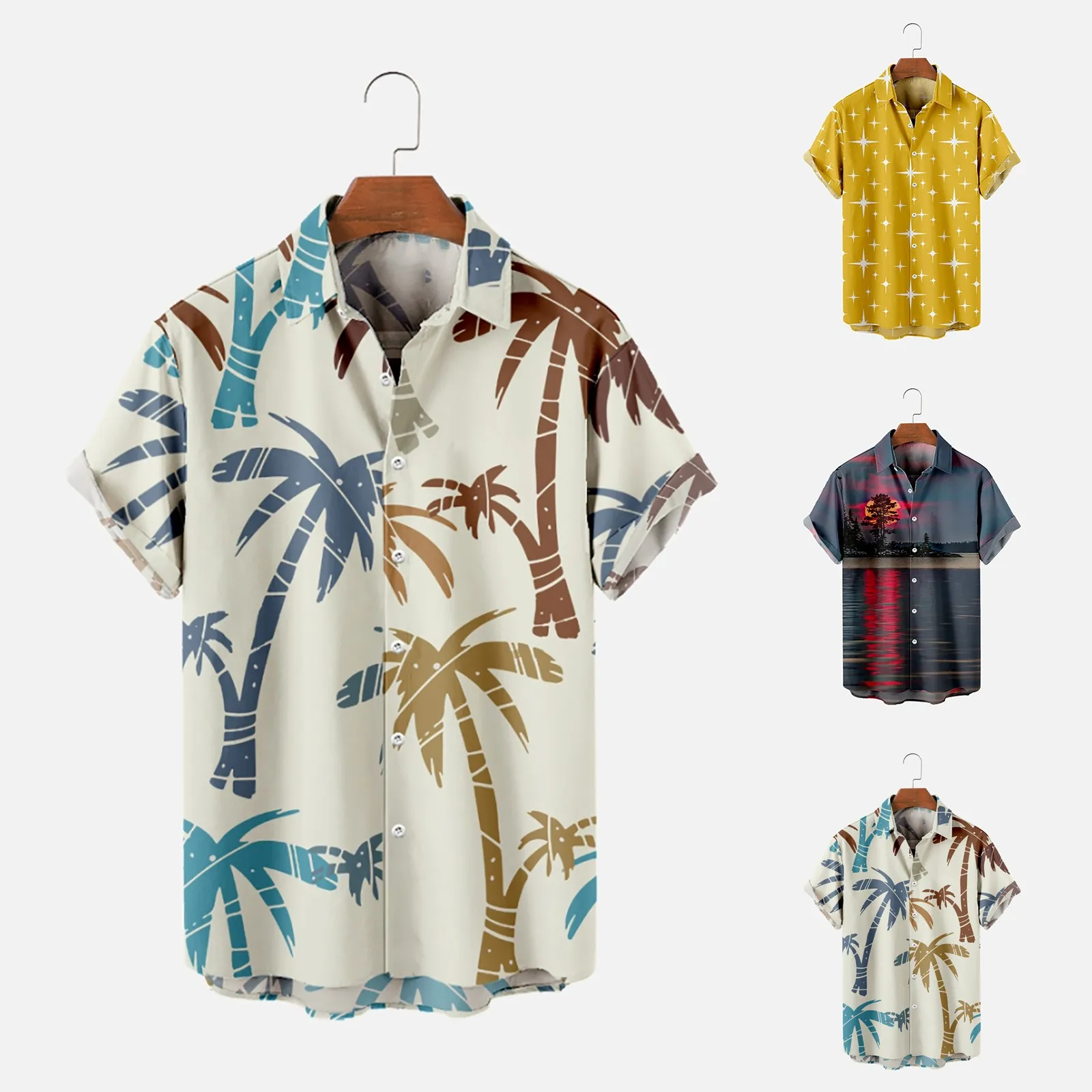

Mens Printed Hawaiian Shirts Short Sleeve Button Down Beach Shirts Shirt For Man Tall Men Shirts