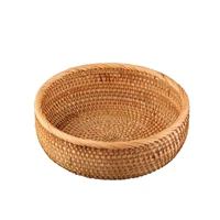 hadewoven round rattan fruit basket wicker food tray weaving storage holder dinning room bowl