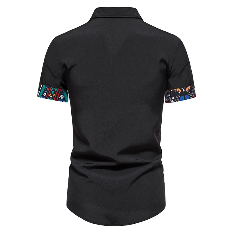 Рубашка мужская с коротким рукавом и пуговицами хипстерская уличная одежда в