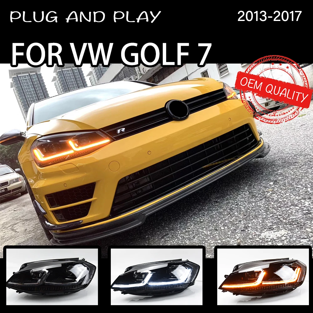 

Поперечная балка для VW Golf 7 MK7 2013-2017 автомобиля автомобильные товары светодиодный дневные ходовые огни Hella 5 Xenon Hid H7 Гольф 7,5 R линии автомобиль...