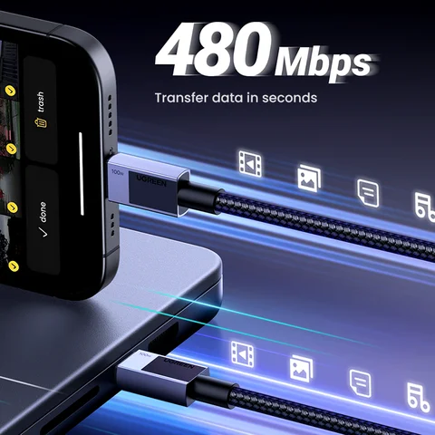 UGREEN USB-кабель типа c PD100W Кабель для быстрой зарядки для iPhone 15 16 Huawei Xiaomi 15 Кабель USB C для Macbook iPad