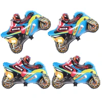 4pcs moto racing foil balloon motocross boy toy gifts party supplies blue and red extreme dirt bike birthday decorations