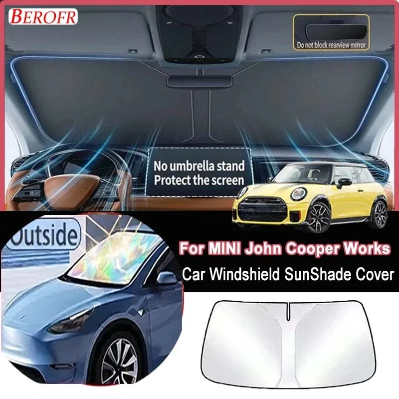 Фото Солнцезащитный экран на лобовое стекло для MINI John Cooper Works 2021-2026: теплоизоляция, защита от солнца, летние автоаксессуары №1