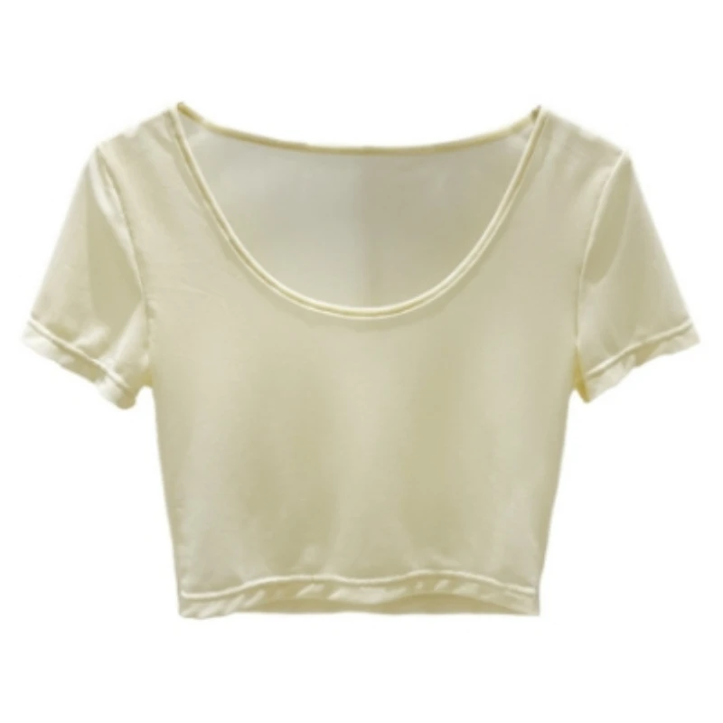 

Women's summer commuter mesh short-sleeved top sheer black layered T-shirt