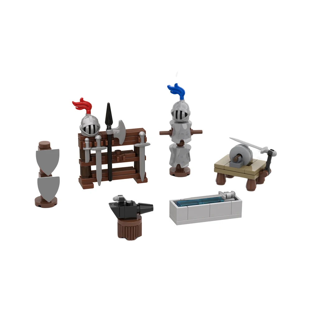 

MOC-117559 Medieval Blacksmith Building Architecture Building Blocks Kit Ideas Knights Castle Scene Smithy House Bricks Toys