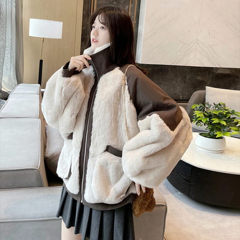 

Женская Толстая Повседневная куртка, новое Стеганое пальто из искусственного меха кролика Рекс, женская зимняя новая куртка для женщин, 2022