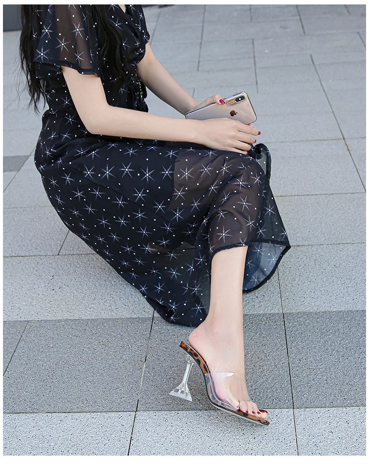 Прозрачные тапочки на каблуке Oulylan модная женская обувь сексуальные новинка 2024