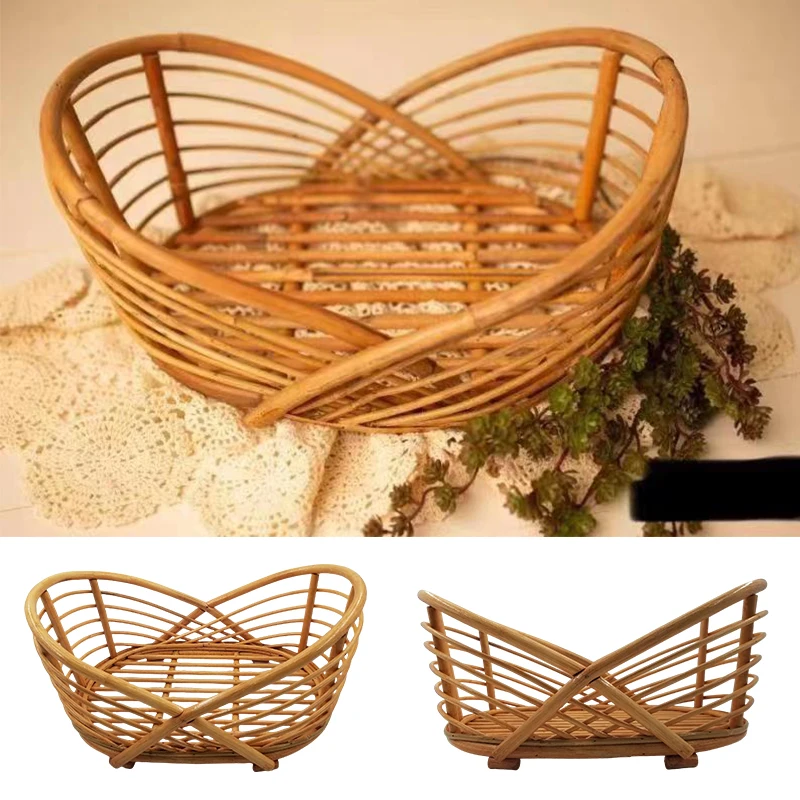 Newborn Photography Props Baby Cribs Baby Photoshoot Props Boy or Girls Newborn Bed Rattan Furniture Photo Props for Babies