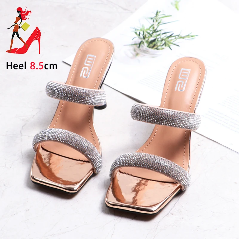 Женские тапочки больших размеров с квадратным носком роскошные модные