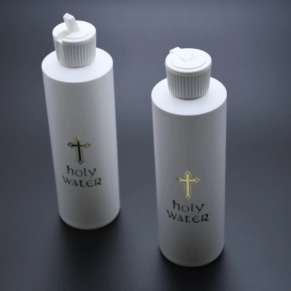 

250Ml Refillable Holy Water Bottle Gold Cross Plastic Holy Water Container with Screw Lid Christian Easter Party Church Supplies