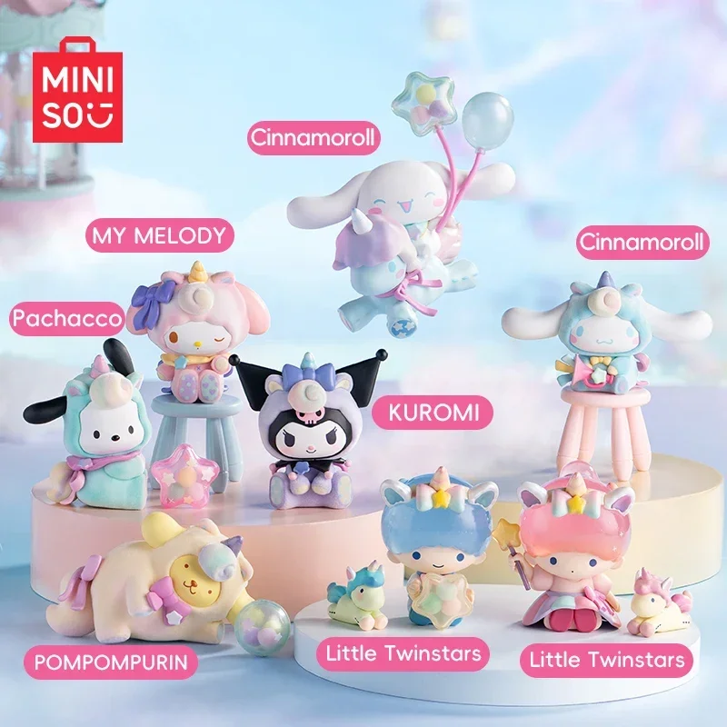 Фото Miniso-Authentic Personages of Sanrio, серия Fantasy Paradise, слепые коробки, My Melody Kuromi, настольное украшение, детская игрушка №1