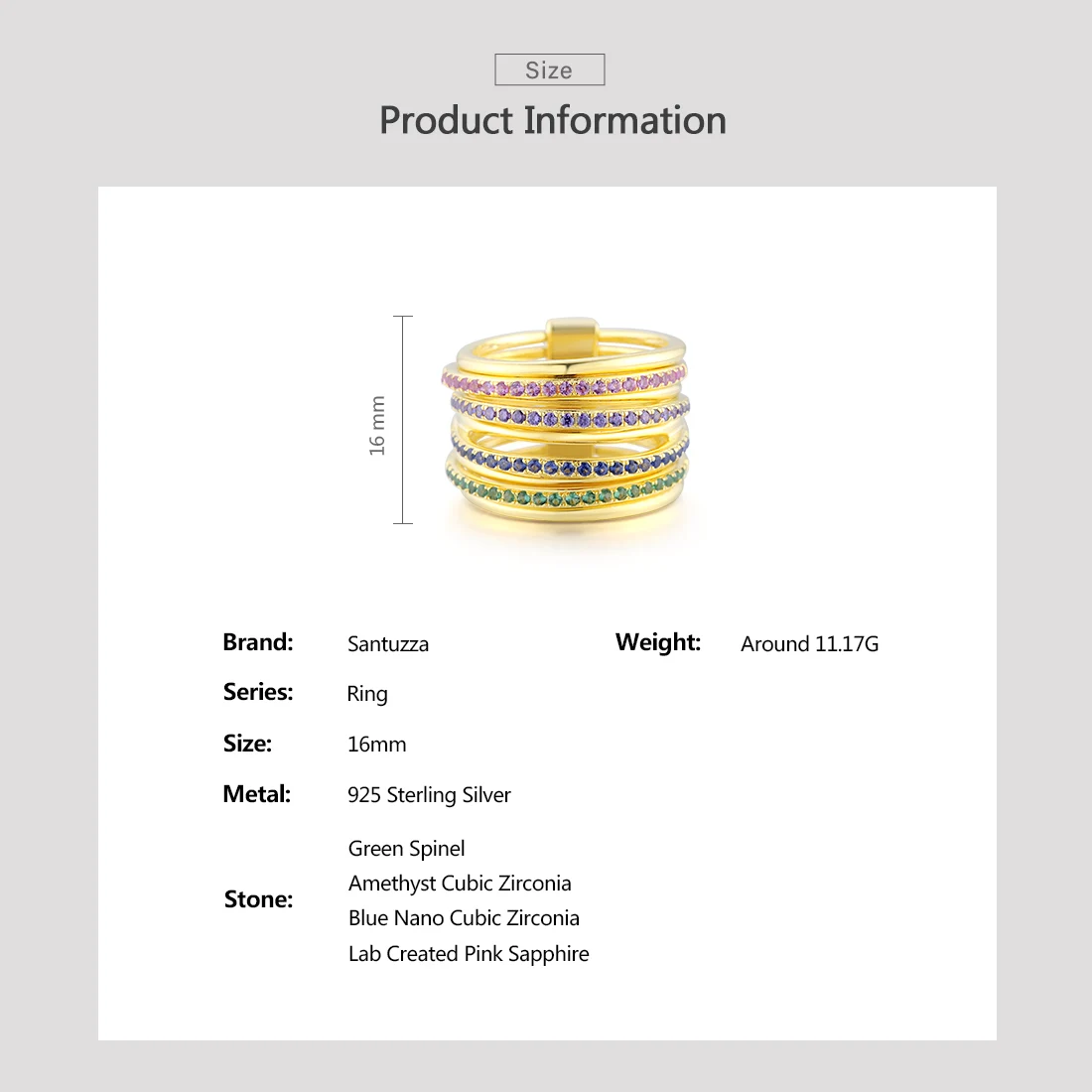 Женское кольцо из серебра 925 пробы с цветным драгоценным камнем