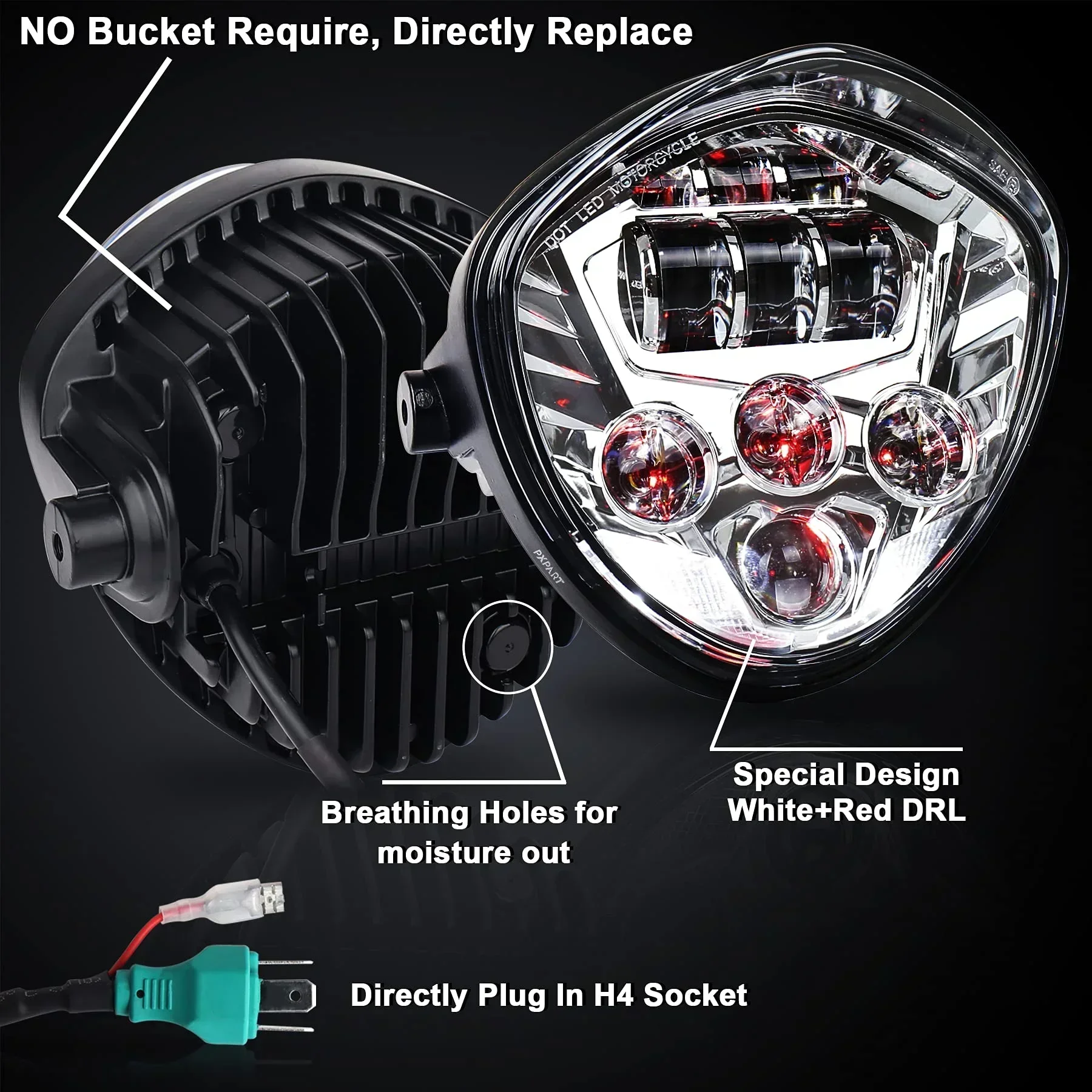 Мотоциклетная фара 7 дюймов Hi Lo Beam Белый Красный DRL светодиодная для Har-ley Da-vidson Honda