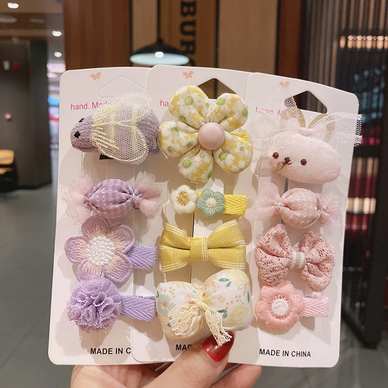 

4Pcs/Set Cartoon Rabbit Baby Hair Clips Sweet Princess Newborn Flower Bows Kids Hairpins Children Baby Girl Hair Accessories
