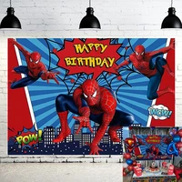 customize disney superhero spiderman backdrop photography studio props background baby shower happy birthday party decoration