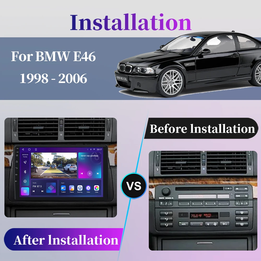 Для BMW E46 M3 318 320 325 330 335 1998 - 2005 Android Car Radio Multimedia Player Navigation GPS Carplay Touch Screen Auto Stereo Intelligent