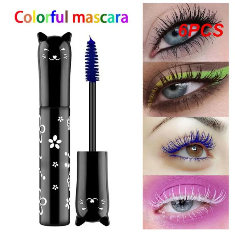 

6PCS Mascara Waterproof Fast Eyelashes Curls Extension Make-Up Eyelashes Blue Red Purple Black Brown Ink Mascara 6 Color